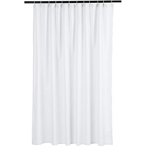 Rideau de douche PEVA épais blanc uni, imperméable, 180 × 200 cm avec anneaux (1/5)