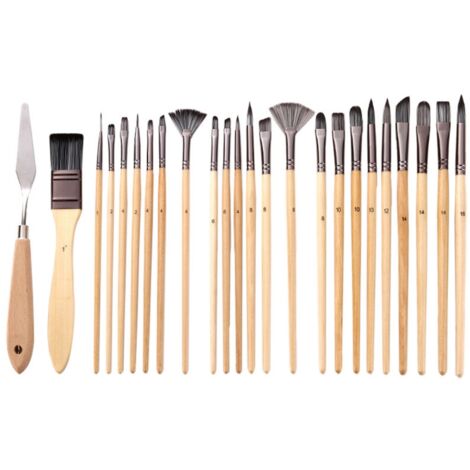 Ensemble de 24 pinceaux de peinture pour artistes, 24 tailles différentes avec pochette en tissu