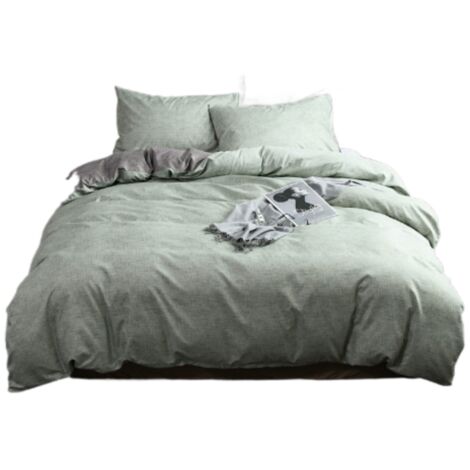 Ensemble housse de couette et taies, 2 pièces, coloris vert cacao clair, 135×200 cm + 2 taies