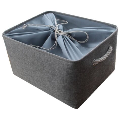 Boîte de rangement pliable en tissu gris avec poignées, capacité 39 L, 45 × 35 × 25 cm