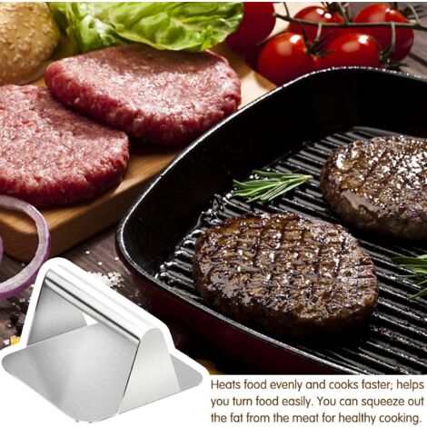 Presse à Hamburger En Acier Inoxydable - Forme Galettes Parfaites - Pour Steaks, Saucisses, Sandwichs - Facile à Utiliser - 3