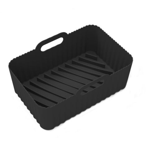 Lot de 2 tapis en silicone pour friteuse à air, format rectangulaire, noir (1/5)