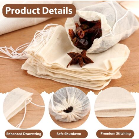 Lot De 10 Sacs Filtrants Réutilisables En Coton Avec Cordon De Serrage 86249387