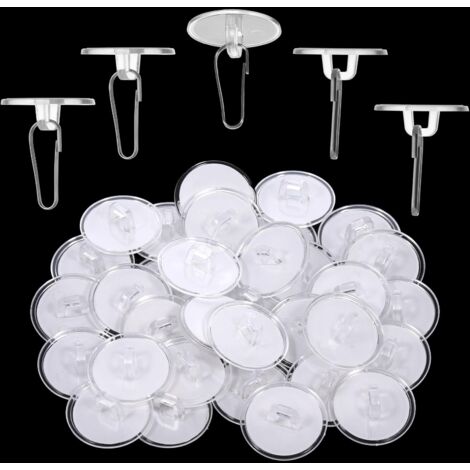 Lot de 30 crochets de plafond auto-adhésifs - Ventouse adhésive - Amovible - Sans dommages - Pour accrocher des décorations de mariage au plafond - 2 cm (1/5)