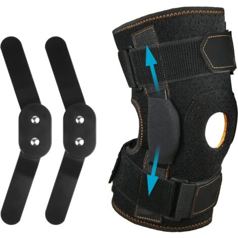 genouillère articulée réglable, Genouillère Rotulienne et Ligamentaire avec Stabilisateurs Latéraux et Coussinets en Caoutchouc, Genouillère de Sport pour les Douleurs au Genou, Arthrite