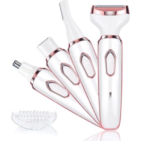 Rasoir Électrique Pour Femme, 4-en-1 Sans Fil Avec Technologie Wet & Dry Rasoir Indolore Rechargeable, Tondeuse, Rasoir Sans Fil, Épilateur, Pour la Visage, Bras, Jambes, Aisselles, Bikini (1/5)