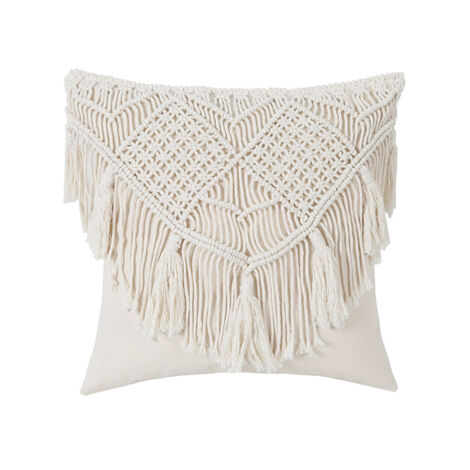 Lot de 2 housses de coussin macramé bohème, 45 × 45 cm, à franges décoratives (1/3)
