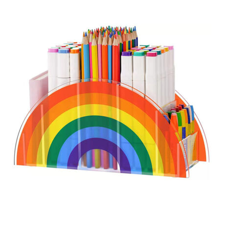 Organiseur de bureau acrylique arc-en-ciel, rangement de table 24 × 8,7 × 12 cm (1/5)