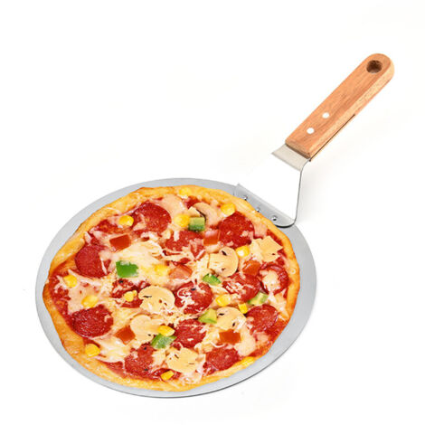 Pelle à pizza en acier inoxydable avec manche en bois, format 10 pouces, accessoire cuisson (1/5)