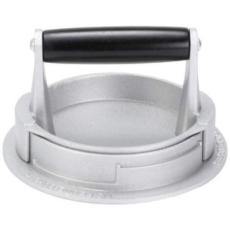 Presse à hamburger ronde 14 cm, couleur noire, poignée bois pour cuisine