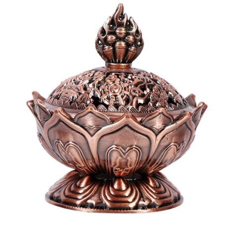Porte-encens, Porte-cône d'encens de fumée Vintage Backflow 2 Couleurs, Porte-cône de bâton décoration de la Maison Chaude(Petit Rouge Antique)