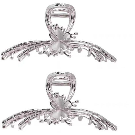 Lot de 2 pinces cheveux papillon en métal, coloris argent, accessoire coiffure