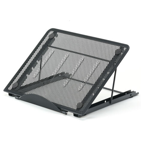 Support pour ordinateur portable en métal réglable et pliable, coloris noir, design ventilé (1/5)