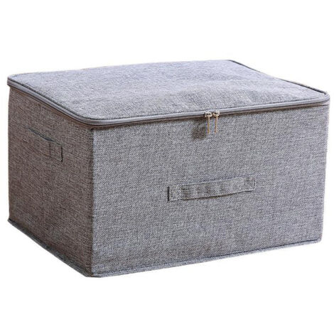 Lot de 2 boîtes de rangement pliables avec fermeture zippée, grand format, coloris gris (1/5)