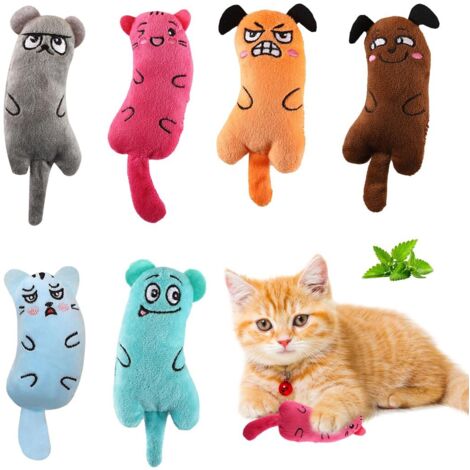 Lot de 6 jouets à mâcher à mâcher en peluche pour brosser les dents des chats, herbe à chat, jouet interactif pour chat, petit jouet à mâcher pour chat, herbe à chat naturelle