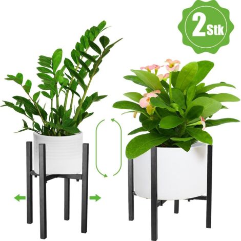 2Stücke Pflanzenständer Métal,Extensible, Largeur de 22 37cm Réglable Blumentopfständer,Blumenständer,bac à plantes pour l'Intérieur et l'Extérieur