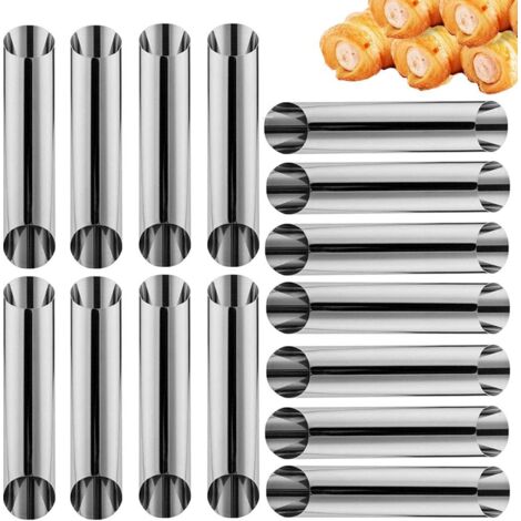 15 Pièces Cannoli Forme de Moule, acier Inoxydable Schaumrollen Moule Formes,12.5  2.5 cm Cannoli Tube Schaumrollenformen pour Sahnehorn Croissant