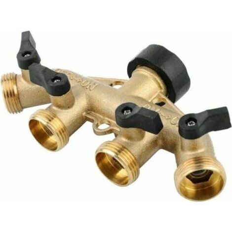4 Voies 3/4" Collecteur D'Eau En Laiton, Tuyau D'Arrosage, Robinet De Distribution De Valve (1/5)