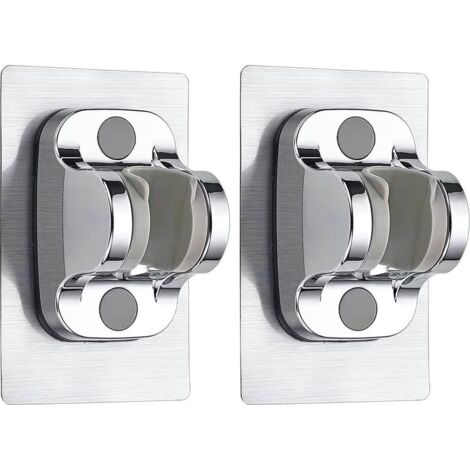Lot de 2 Duschkopfhalterung Sans Perçage Fortement Adhésif, Support de Douchette pomme de douche Support, Argent