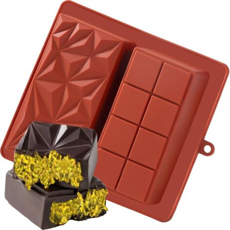 2-en-1 Moule de chocolat de Silicone de Forme de barre de chocolat Pralinenförmchen Extra Profond Forme de Chocolat de Chocolat de Chocolat de Bonbons
