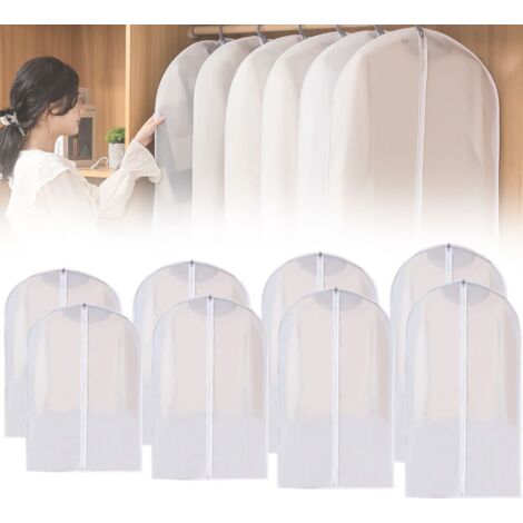 Sacs Transparent avec fermeture à Glissière 8 lot 60cm80/100/120/140cm Mottenfeste housses à vêtements ,Lavable, Anti-Poussière (1/5)