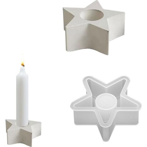 Moule en silicone Bougeoirs, BRICOLAGE Caoutchouc,Moule pour bougies,Stabkerzenhalter (Étoile à cinq branches)