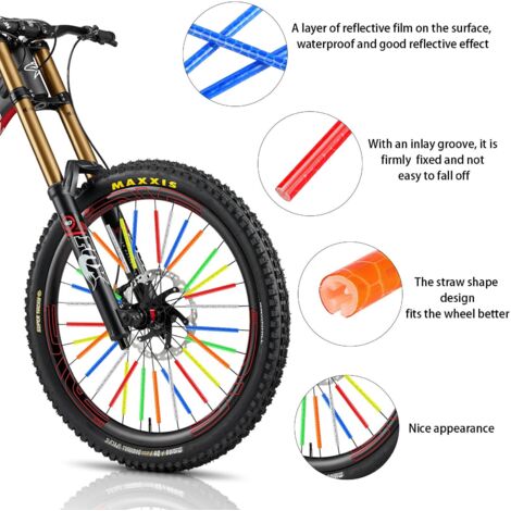 72 Pièces Perles à Rayons Vélo Colorées - Clicker Réfléchissant Pour Vélo Enfant Cœur Et Étoile