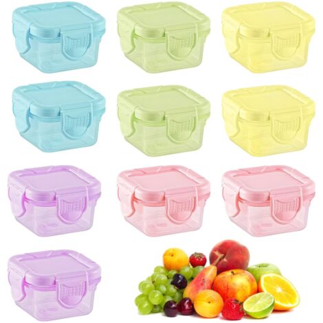 Pots de conservation de 10 paquets, récipients alimentaires hermétiques 60 ml avec couvercles, petite boite plastique, mini récipients congélation en plastique, récipients de ketchup pour vinaigrette