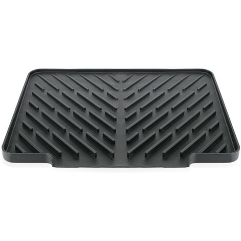 Tapis d'égouttage de vaisselle 40 x 30 cm, tapis d'égouttage de cuisine en silicone, tapis de cuisine antidérapant résistant à la chaleur, tapis d'égouttage d'évier, noir (1/5)