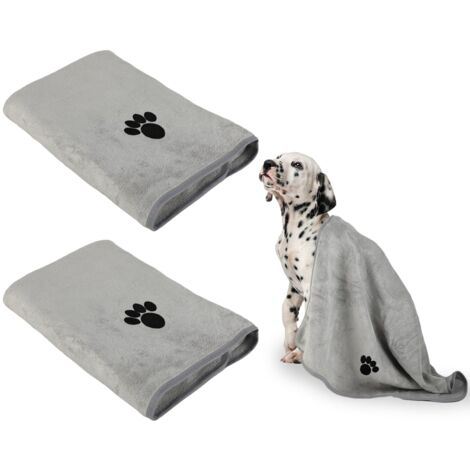 Lot de 2 Serviettes pour Chien, 100 x 50 cm, Serviettes en Microfibre pour Chien, Serviettes Super absorbantes pour Animaux de Compagnie, Accessoires de Bain pour Chien, Serviette Sechage Rapide