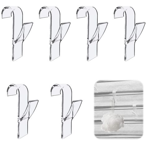 Lot de 6 crochets de salle de bain - Pour salle de bain - Porte-serviettes - Crochets ronds pour radiateur de salle de bain et cuisine - Transparent