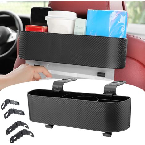 Organisateur Siège Arrière Multifonctionnel, Boîte de Rangement pour Appuie-tête avec Porte-gobelet et Crochets, Organisateur pour Enfants (Noir) (1/5)