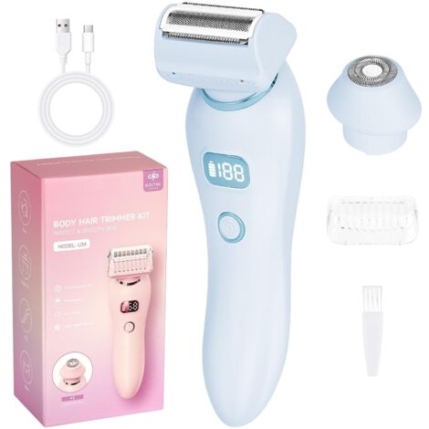 Épilateur Électrique Femme, 2-En-1 Ipx7 Étanche Sans Fil Rasoir Électrique Humide Et Sec, Tondeuse Bikini Avec Écran Led, Tondeuse à Cheveux Rechargeable Pour Visage, Bras, Jambes, Aisselles (1/5)