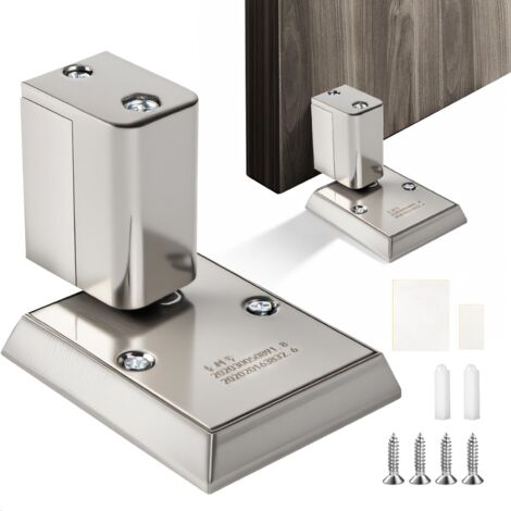 Butée de Porte Cale Porte Bloc,Door Stopper à Visser/Adhesive Réglable en Hauteur,Universelle Mécanique Stop Porte Sol pour Maison et Bureau,Alliage de Zinc(Argent) (1/5)