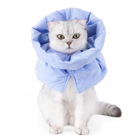 Collerette Chat Protection, Collier Récupération Doux Ajustable pour Chat Anti-Morsure, Collerette Chat Anti-grattage Confortable pour Moyenne/Grand Chat et Chiots, Bleu