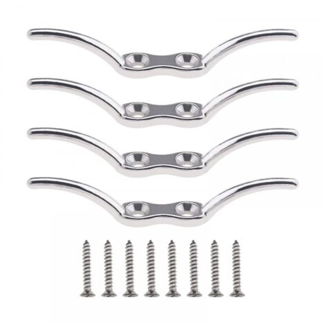 Taquets de Corde Bateau, 4 Pcs Crochet de Corde de Mât en Acier Inoxydable 316, 2-1/2", 4", 6", Taquets d'Amarrage avec 8 Vis pour Quai Garage Kayak Bateau Marine