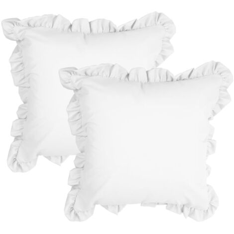 Housses de Coussin à Volants, 2 Pcs 45x45 Taie d'oreiller Carrées à Douces, avec Fermeture éclair Dissimulée, Décoration pour Intérieur, Canapé, Salon