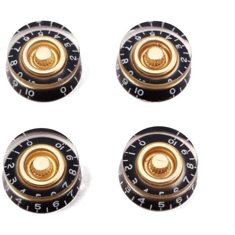 Lot de 4 boutons de commande pour guitare électrique Noir avec doré (1/5)