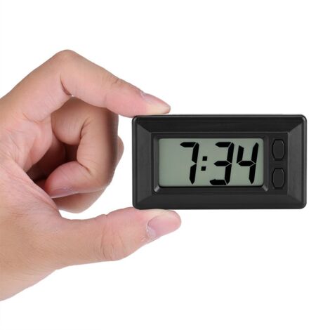 Horloge de Tableau Bord Voiture Numérique Ultra Mince LED Réveil à Piles Portable Minuterie Autocollant Adhésif Pad Horloge Date Calendrier