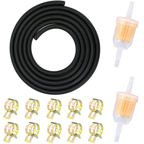 Kit de Tuyau de Carburant Kit Ligne de Carburant 2m Tuyau de Conduite de Carburant 2 Pièces Filtre à Essence 10 Pièces Pinces de Tuyau (1/5)