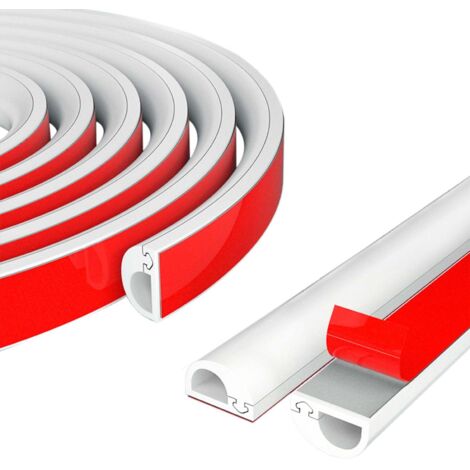 Goulotte Passe Cable, Mini Goulottes de Câbles, Goulottes de Câbles, Cache Câble Demi-Rond, Cache Cable TV Mural Blanc, Goulotte Passe Cable Flexible (3 Mètres)