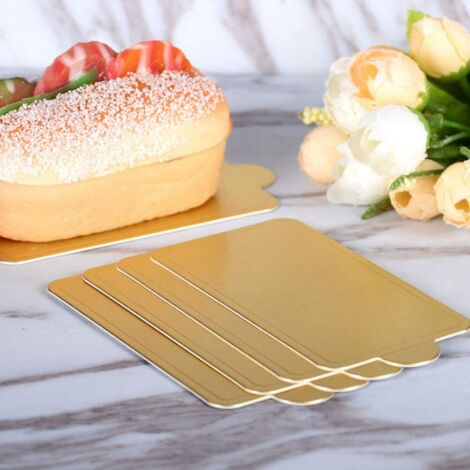 Planche à Gâteau Rectangulaire, Plateau de Service en Mousse Dorée avec Poignées de Transport, Support Pâtisserie Professionnel pour Événements et Célébrations (1/5)