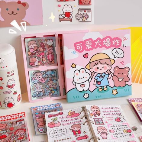 100 Feuilles Stickers Kawaii,D'autocollants Mignons,Autocollants Kawaii Stickers Dessin Animé,Autocollants de Dessin Animé Fille,Pour décorer Agendas,Blocs Notes,Albums Photo,Cahier Kawaii (1/5)