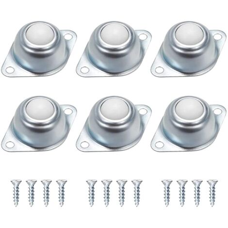 6 Pièces de Roulettes à Billes, Rouleaux de Meubles à Roulement de Transport, Rouleaux à Billes Plats, Billes de Roulement Faciles à Installer Faible Bruit, Avec 12 vis Assorties