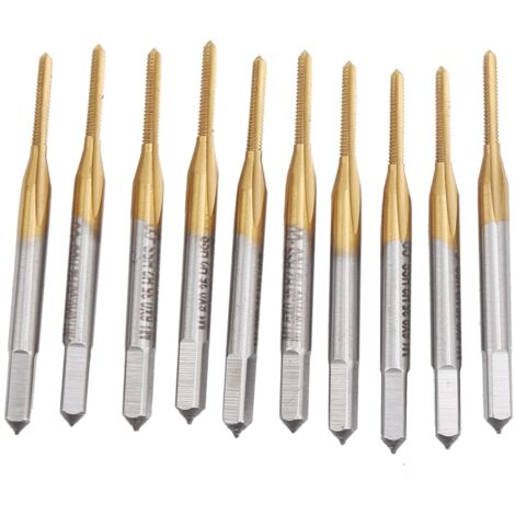 10 Pièces Tarauds à Goujure Droite de Métriques Tarauds Revêtus de Titane Taraud à Filetage Machine Forets M1.6 X 0.35mm (1/5)