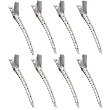 Pinces à Cheveux en Bec de Canard 3,5 pouces - Métal Argenté Pinces à cheveux de sectionnement en Alligator DIY Pinces à Cheveux Enroulées en Crocodile (1/5)