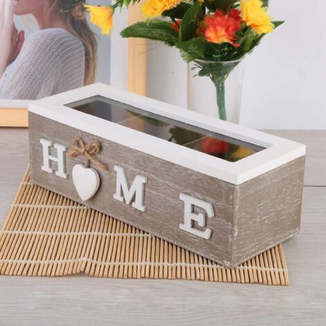 Boîte à Bijoux en Bois, Élégante Boîte de Rangement avec 3 Compartiments et Couvercle en Acrylique pour Accessoires, Maison Bureau Voyage Décoration Rétro (1/5)
