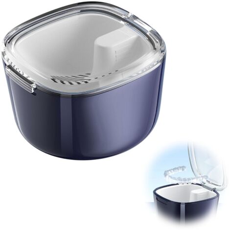 BoîTe Pour Appareil Dentaire BoîTe Pour Dentier De Sauvetage Des Dents BoîTe Portable Pour ProthèSes Dentaires BoîTe Pour ProthèSes Dentaires Avec Tamis,Couvercle Transparent (Bleu)
