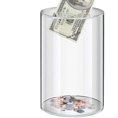 Tirelires Acrylique - Tirelires Cylindrique Transparente - Pot D’Argent Non Ouvrable, Matériau Acrylique Incassable, Il Peut Contenir Pièces Et Billets De Banque, pour Enfant, Adultes