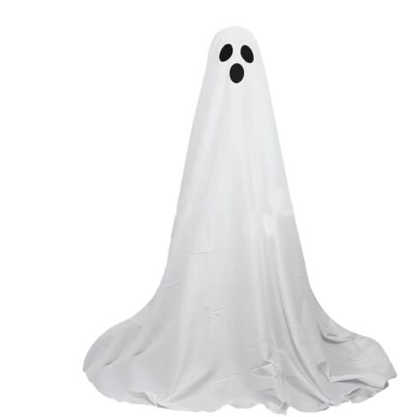 Décor D'halloween Fantôme Effrayant - Fantôme D'Halloween Réglable En Hauteur - Grands Fantômes En Tissu Blanc Éclairés,pour Décoration Extérieure De Pelouse Du Jardin(Hauteur Rétractable 40-200 Cm) (1/5)